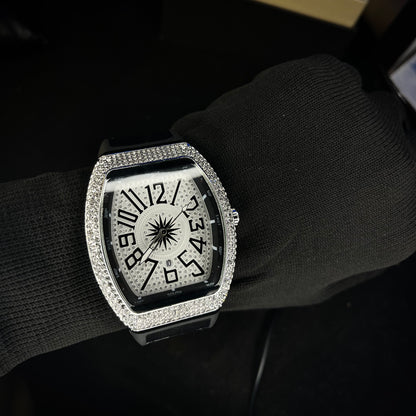 Frank Muller Iced Silver Dial Hybrid Strap Luxury Men’s Watch