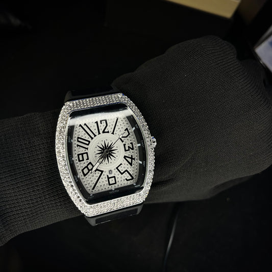 Frank Muller Iced Silver Dial Hybrid Strap Luxury Men’s Watch