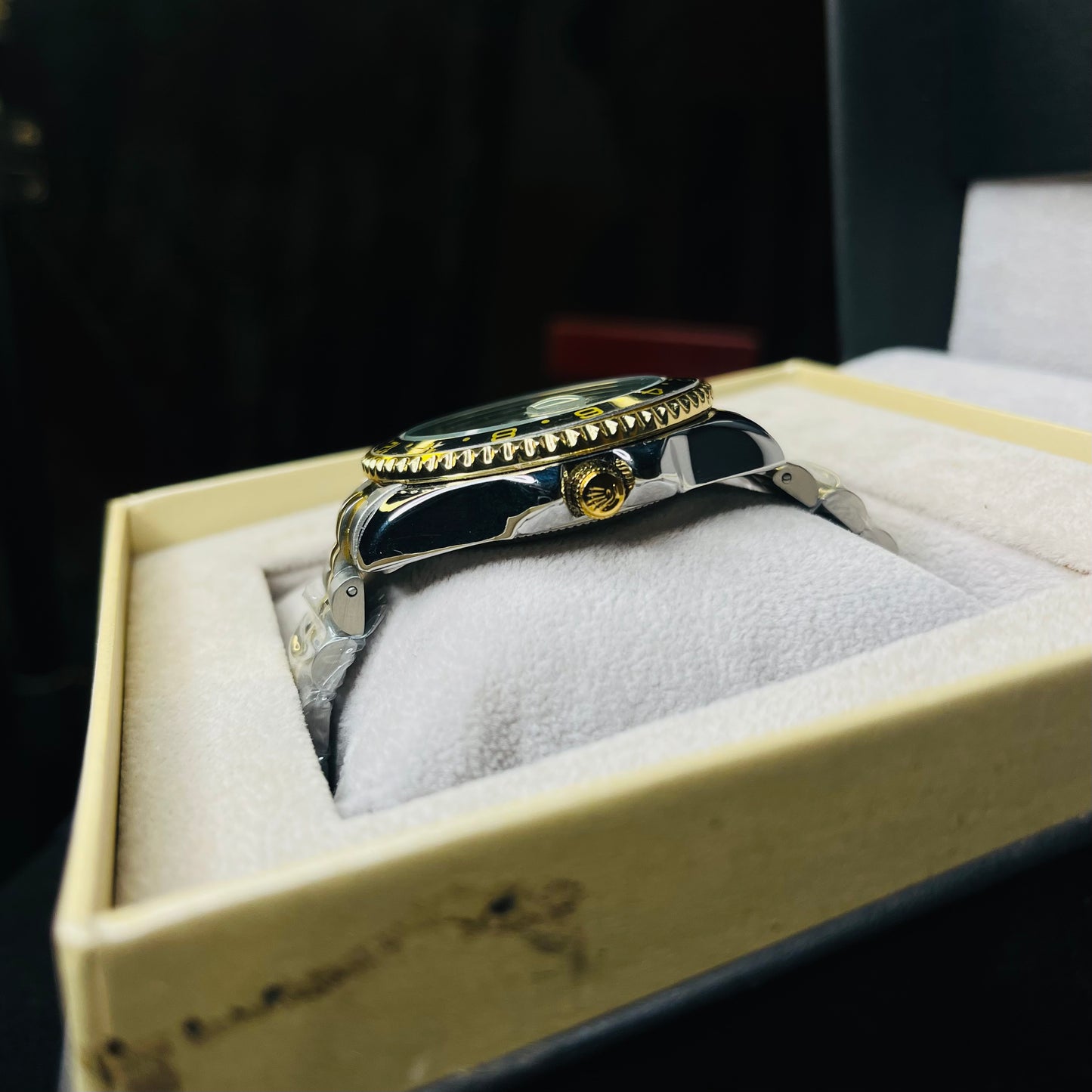 RLX GMT Master Men’s Quartz Watch – Two-tone Chain with Black Dial
