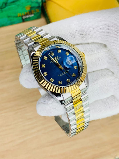 RLX AAA Premium Watch for Men | Two-Tone Chain with Blue Date Dial
