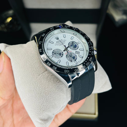 RLX White Dial Men’s Quartz Watch | Silicone Strap | Premium Finish