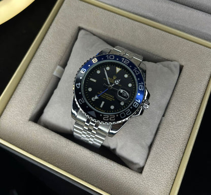 RLX GMT Master | 40mm Stainless Steel | Batman Bezel on Jubilee Chain