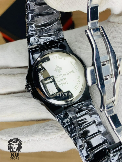 Patek Philippe Stainless Steel Men’s Quartz Full Stone Iced Watch