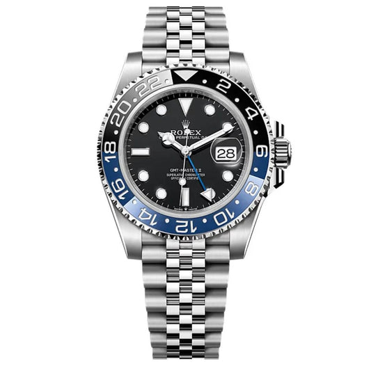 RLX GMT Master | 40mm Stainless Steel | Batman Bezel on Jubilee Chain