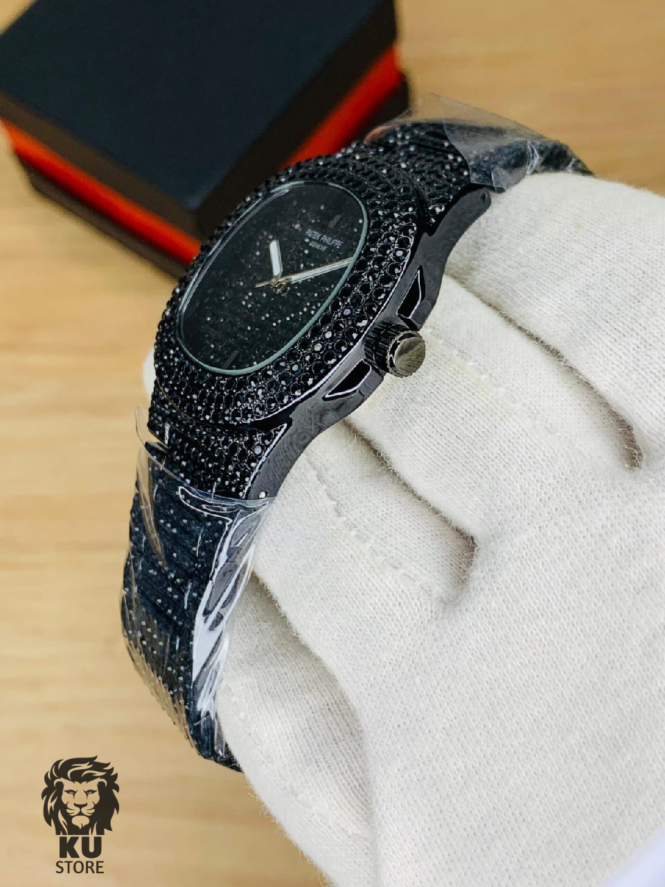 Patek Philippe Stainless Steel Men’s Quartz Full Stone Iced Watch
