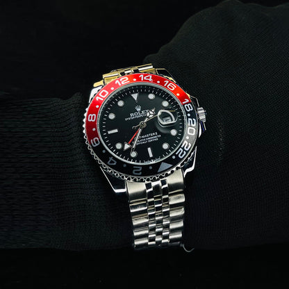 RLX GMT Master Men's Luxury Quartz Watch – Dual Time Display with Rotating Bezel
