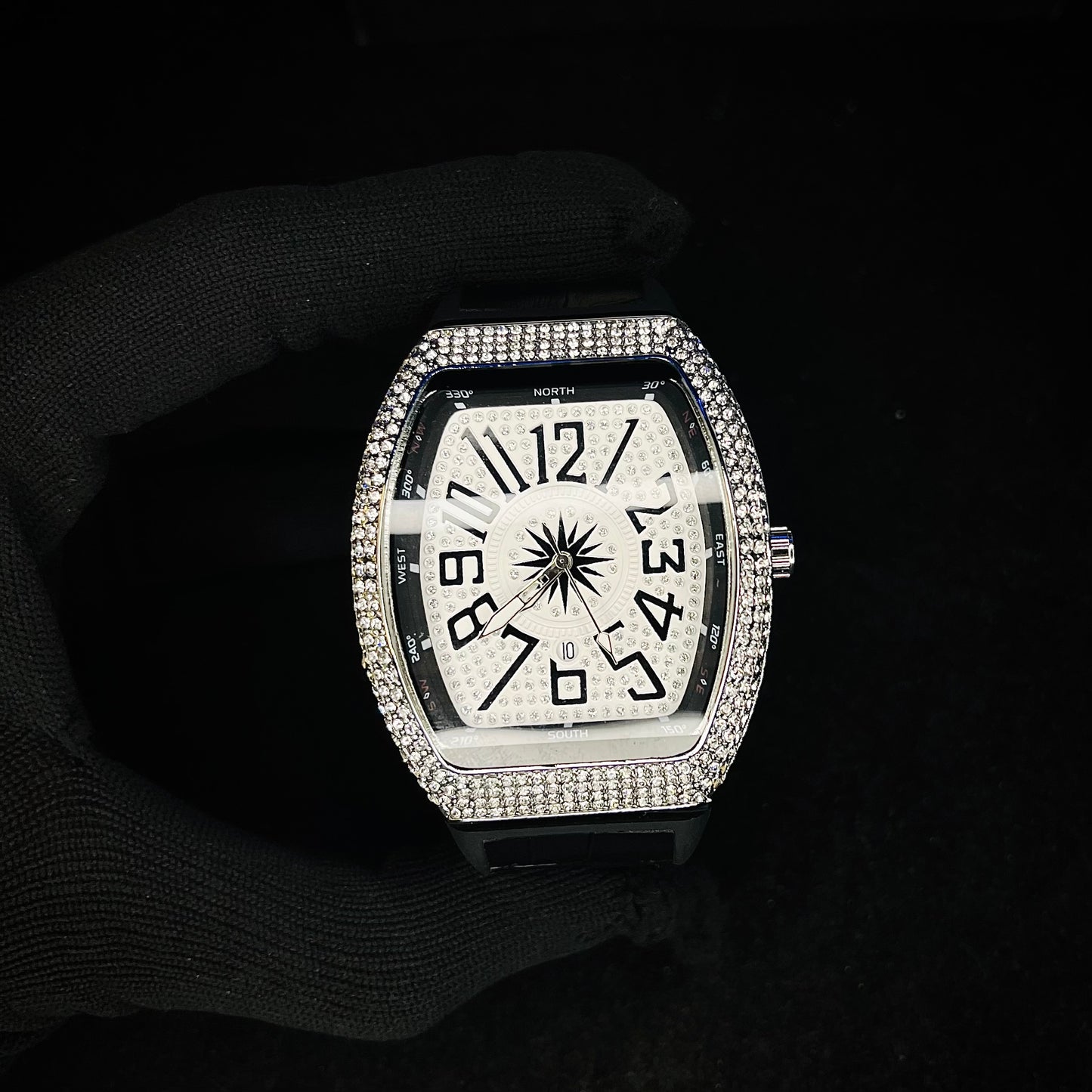 Frank Muller Iced Silver Dial Hybrid Strap Luxury Men’s Watch