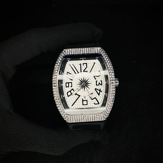 Frank Muller Iced Silver Dial Hybrid Strap Luxury Men’s Watch