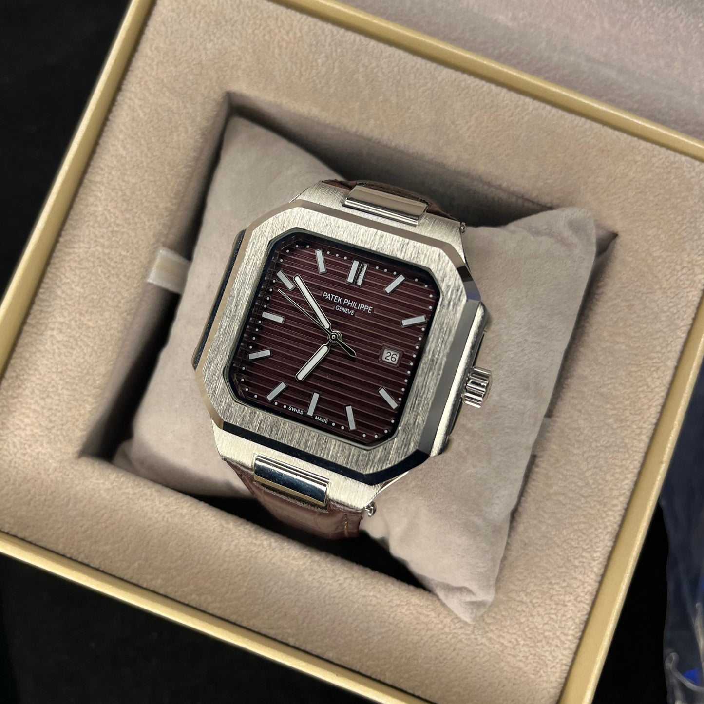 Patek Philippe Cubitus – Men's Watch | Brown Dial with Date | Brown Leather Strap