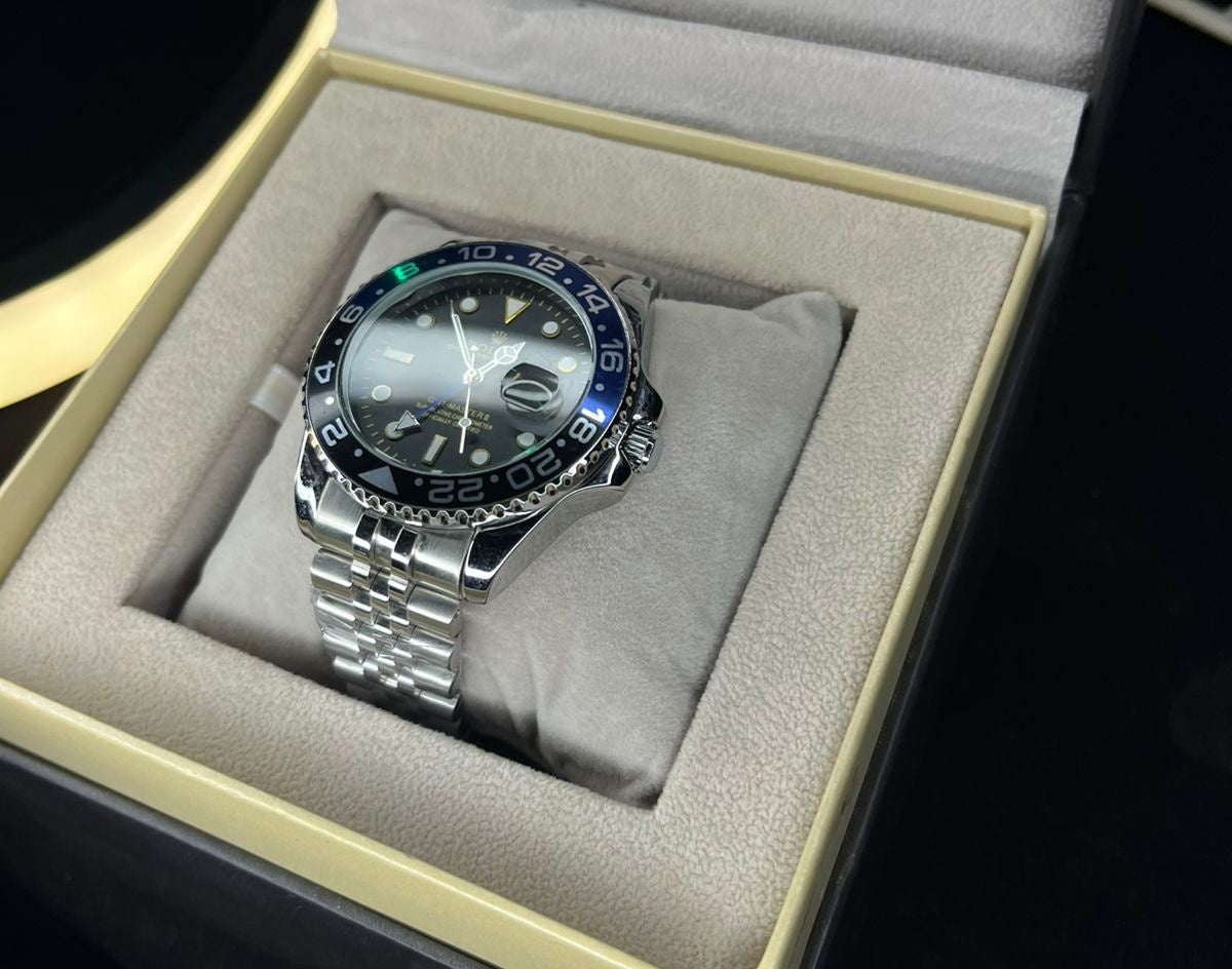 RLX GMT Master | 40mm Stainless Steel | Batman Bezel on Jubilee Chain