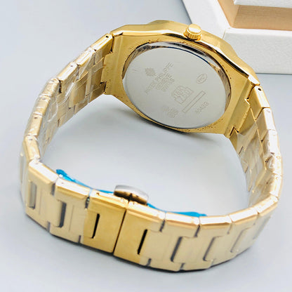 Patek Philippe Men's Luxury Quartz Watch – Date Dial & Stainless Steel Chain