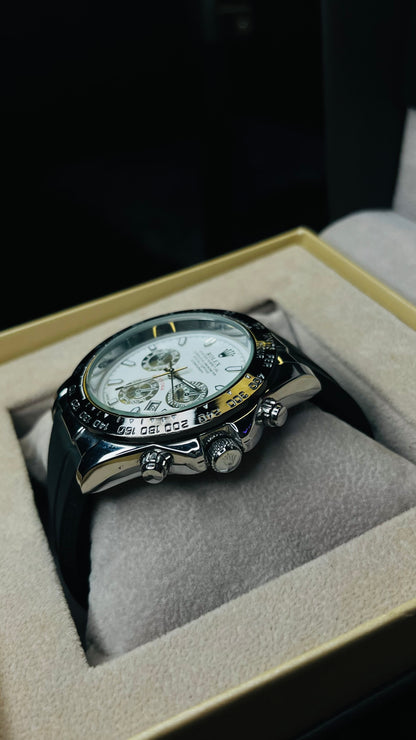 RLX White Dial Men’s Quartz Watch | Silicone Strap | Premium Finish