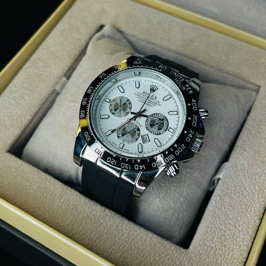 RLX White Dial Men’s Quartz Watch | Silicone Strap | Premium Finish