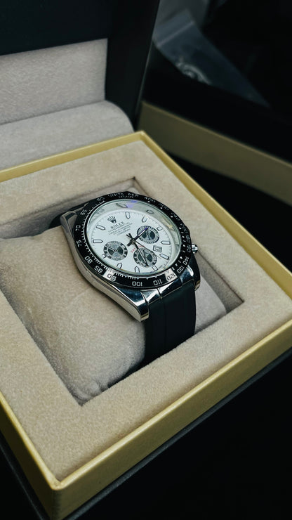 RLX White Dial Men’s Quartz Watch | Silicone Strap | Premium Finish