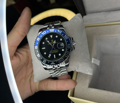 RLX GMT Master | 40mm Stainless Steel | Batman Bezel on Jubilee Chain
