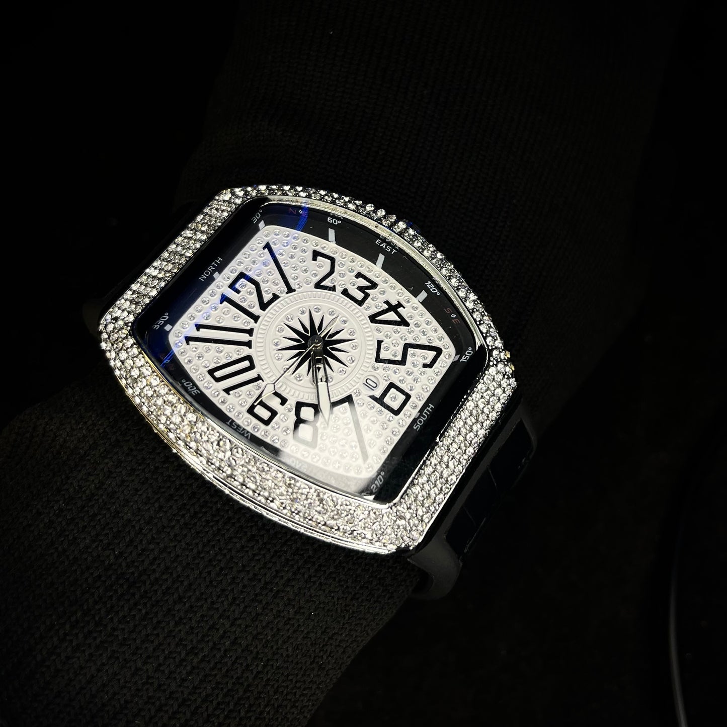 Frank Muller Iced Silver Dial Hybrid Strap Luxury Men’s Watch
