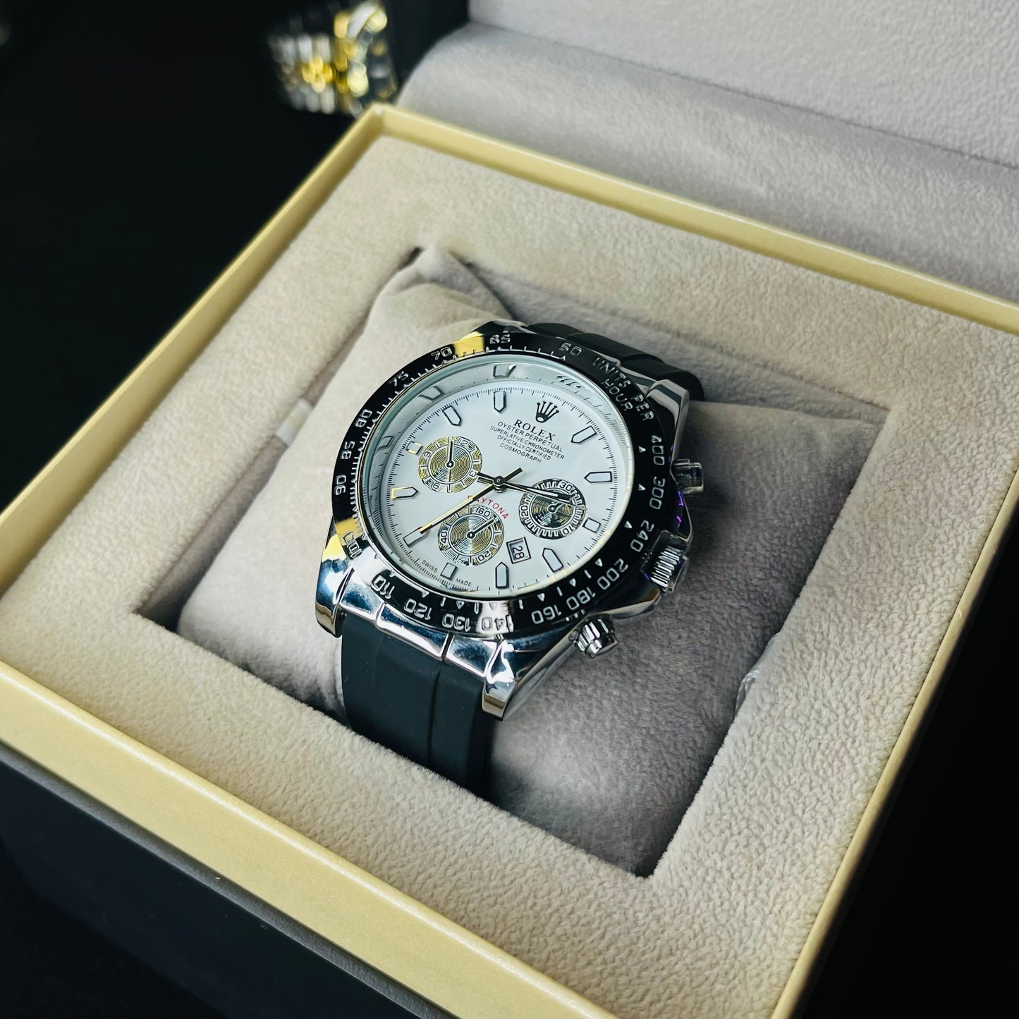 RLX White Dial Men’s Quartz Watch | Silicone Strap | Premium Finish