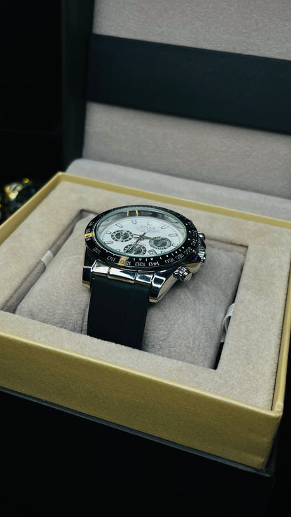 RLX White Dial Men’s Quartz Watch | Silicone Strap | Premium Finish