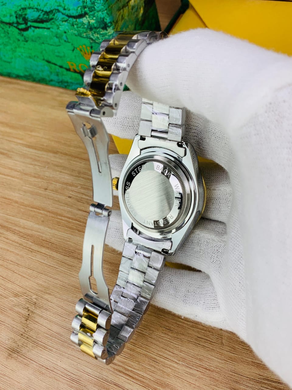 RLX Men’s Watch | Gold Dial & Two-Tone Stainless Steel Chain – AAA Quality