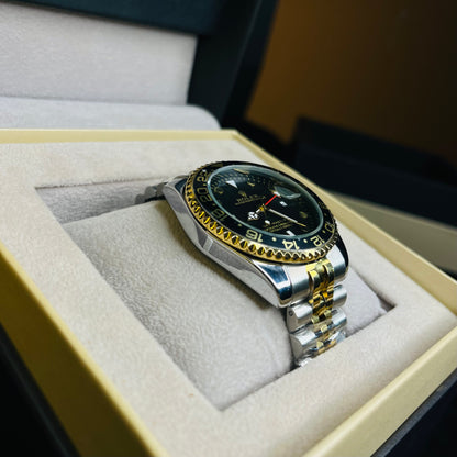 RLX GMT Master Men’s Quartz Watch – Two-tone Chain with Black Dial