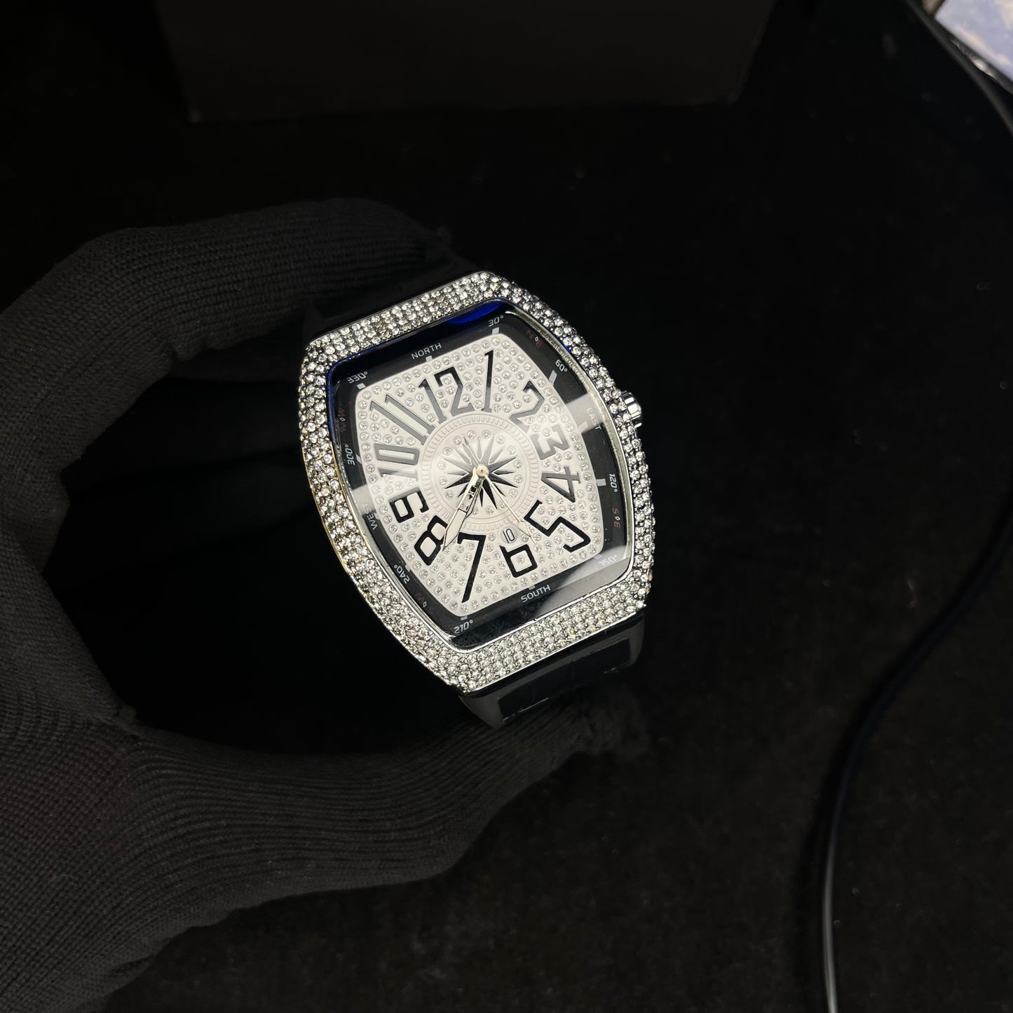 Frank Muller Iced Silver Dial Hybrid Strap Luxury Men’s Watch