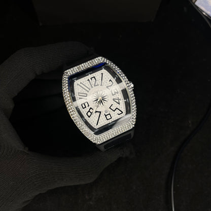 Frank Muller Iced Silver Dial Hybrid Strap Luxury Men’s Watch