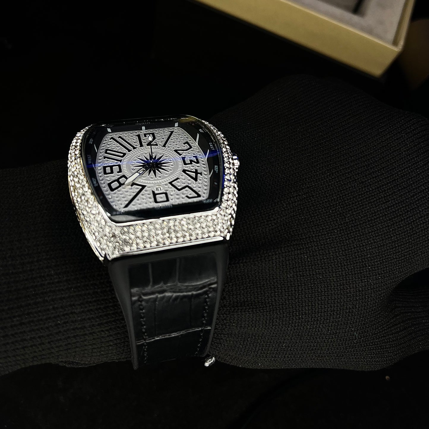 Frank Muller Iced Silver Dial Hybrid Strap Luxury Men’s Watch