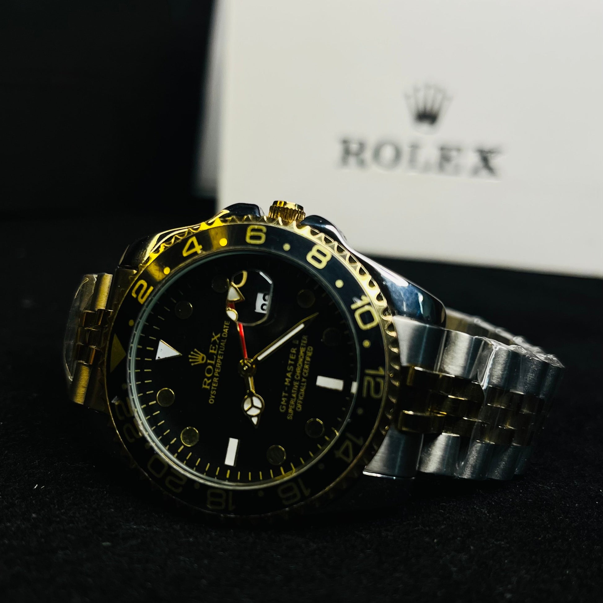 RLX GMT Master Men’s Quartz Watch – Two-tone Chain with Black Dial