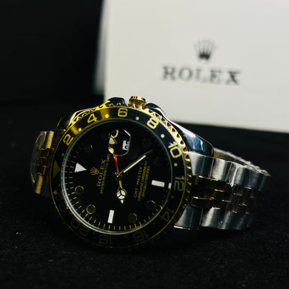 RLX GMT Master Men’s Quartz Watch – Two-tone Chain with Black Dial