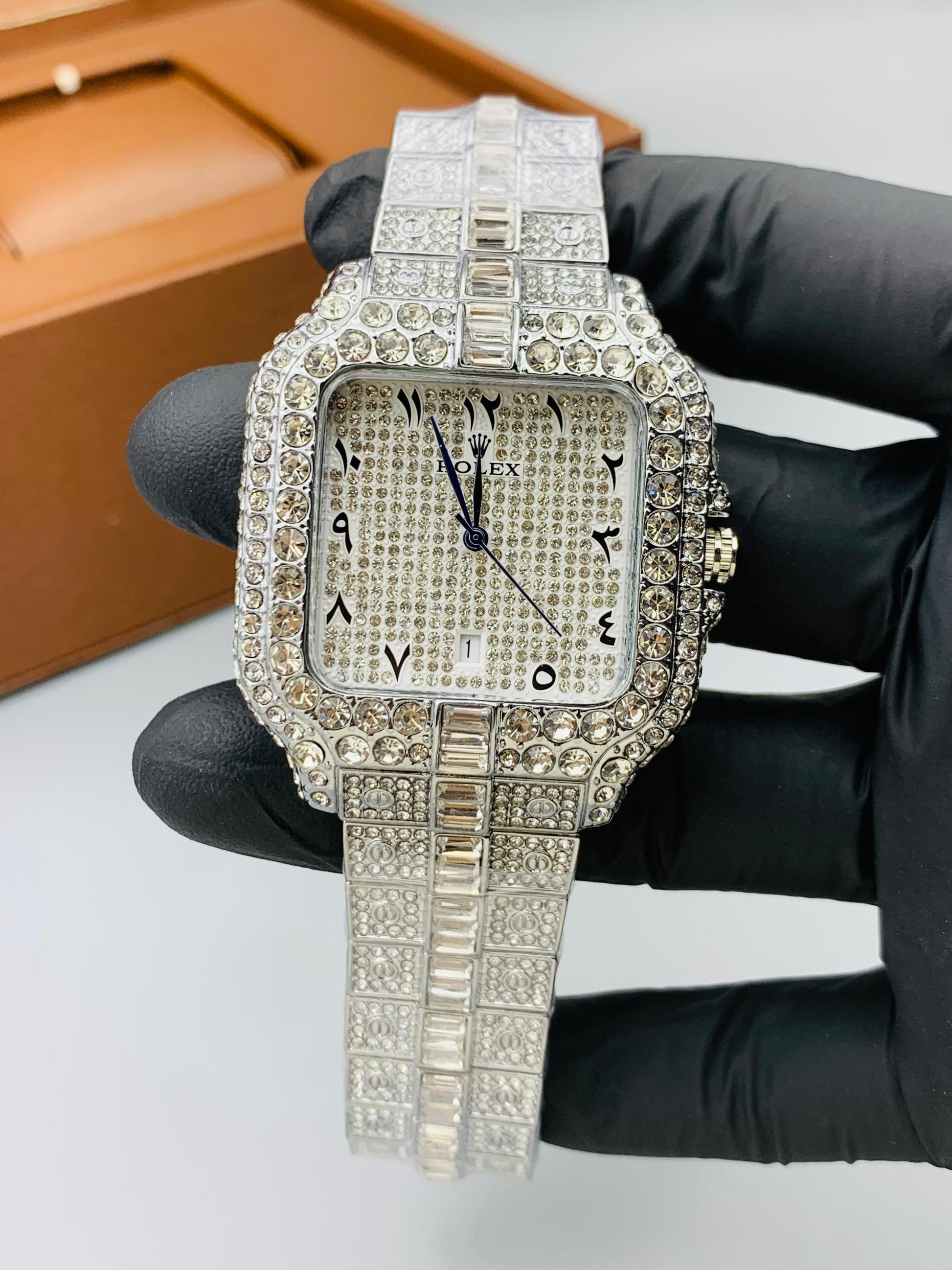 RLX Iced Out Full Stone Quartz Watch – Premium Stainless Steel | Men's Luxury Timepiece