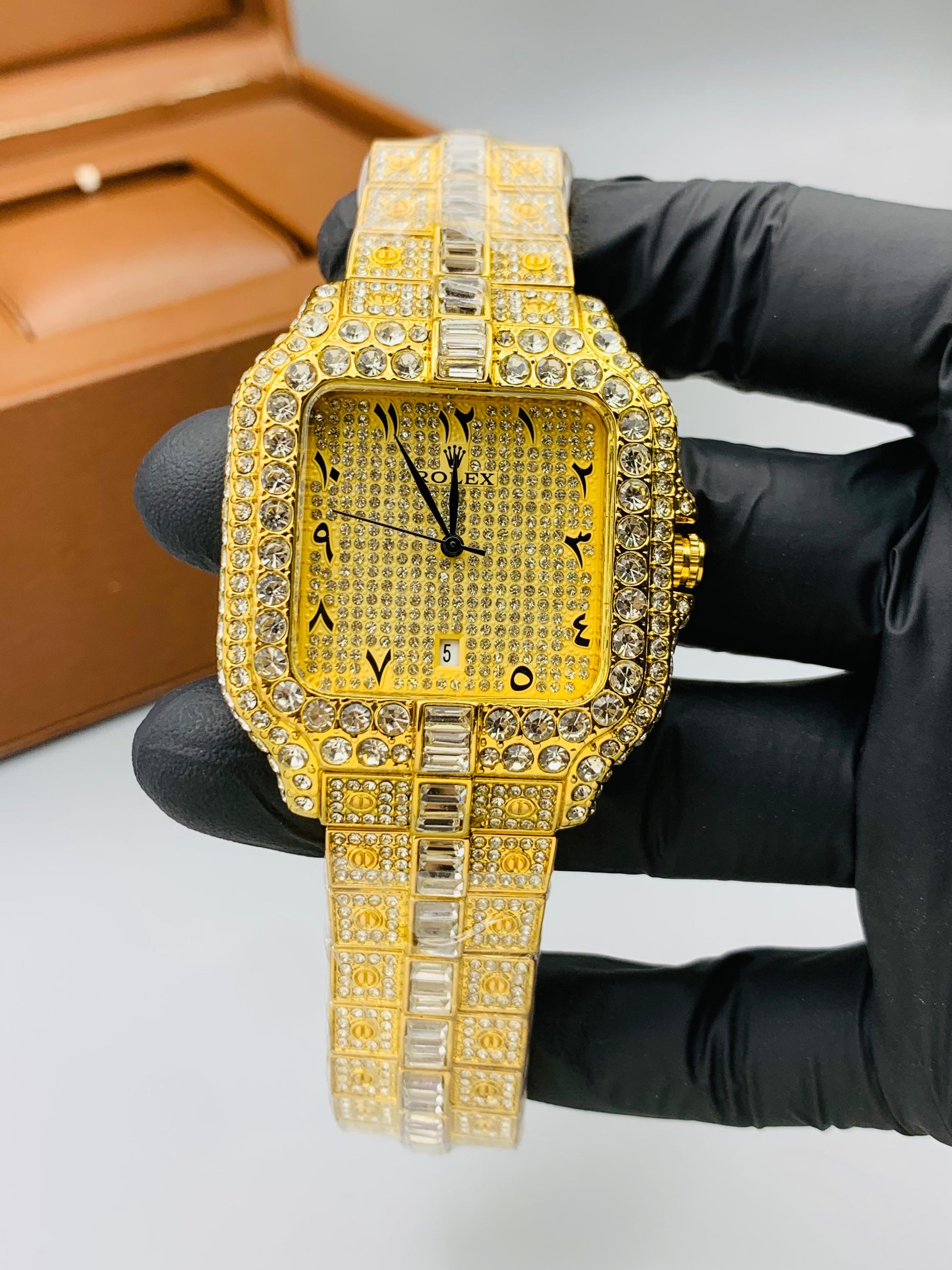 RLX Iced Out Full Stone Quartz Watch – Premium Stainless Steel | Men's Luxury Timepiece