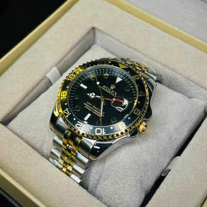 RLX GMT Master Men’s Quartz Watch – Two-tone Chain with Black Dial