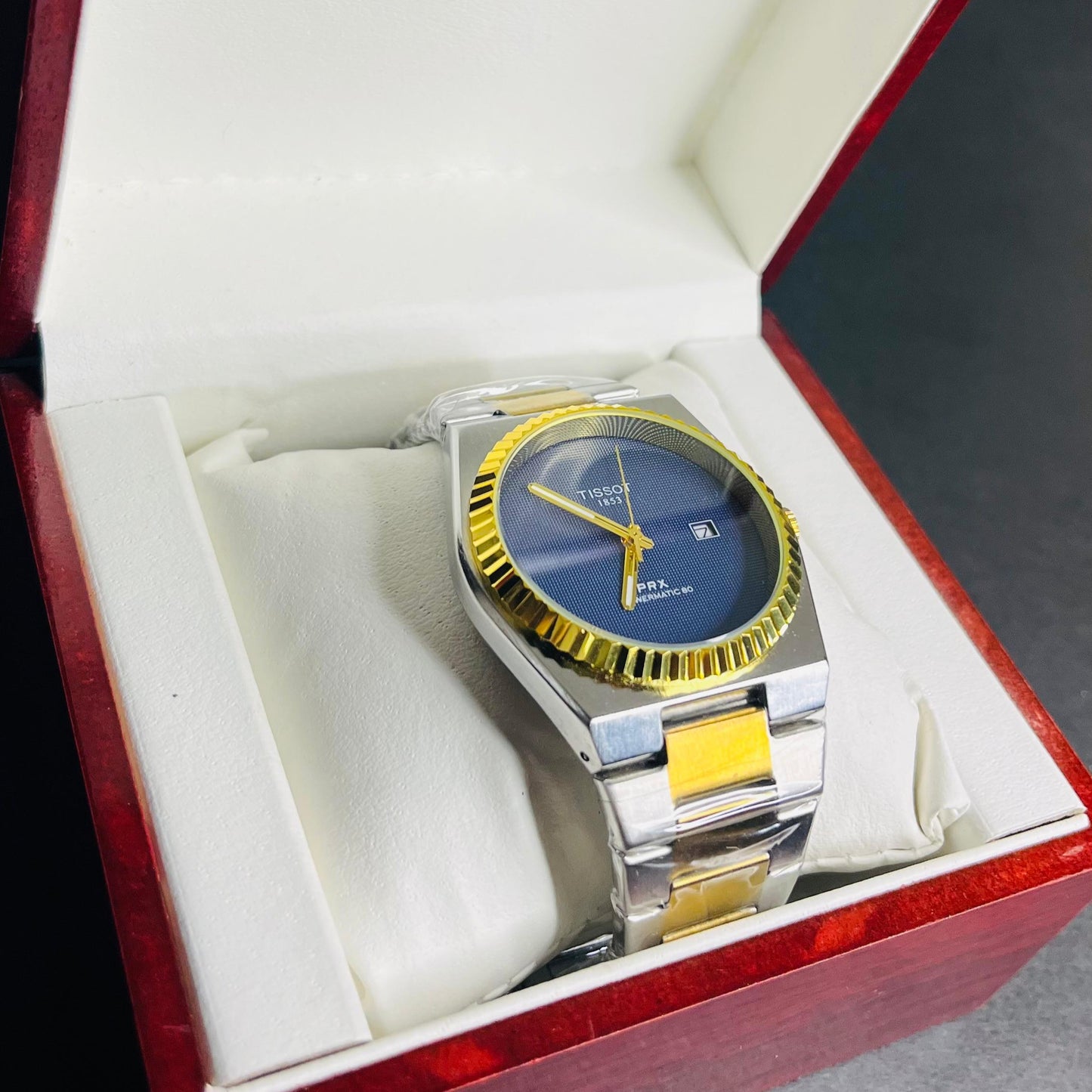 Tissot PRX Quartz Blue Dial Two-Tone Chain Premium Watch for Men