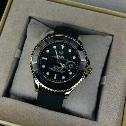 RLX Yacht Master  Men’s Quartz Watch with Silicone Strap & Rotating Bezel