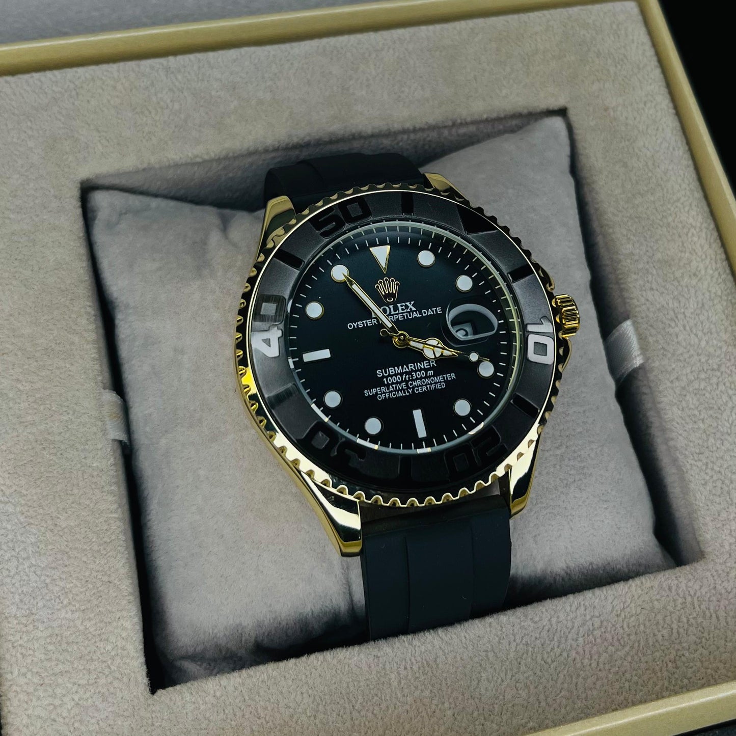 RLX Yacht Master  Men’s Quartz Watch with Silicone Strap & Rotating Bezel