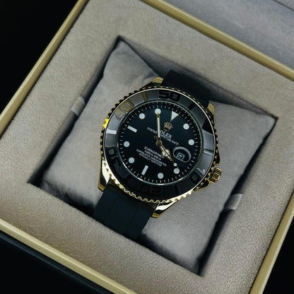 RLX Yacht Master  Men’s Quartz Watch with Silicone Strap & Rotating Bezel