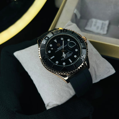 RLX Yacht Master  Men’s Quartz Watch with Silicone Strap & Rotating Bezel