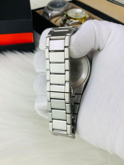 Hublot Classic Edition Watch for Men – Arabic Dial | Silver Chain | Black Date Dial