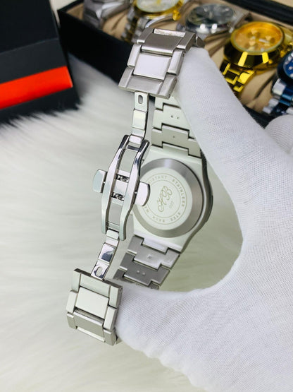 Hublot Classic Edition Watch for Men – Arabic Dial | Silver Chain | Black Date Dial