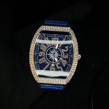 Frank Muller Iced Blue Dial Blue Hybrid Strap Luxury Men’s Watch