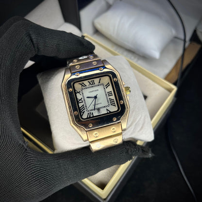 Cartier Masterclass Men's Watch – Rose Gold Chain with White Dial | Premium Edition