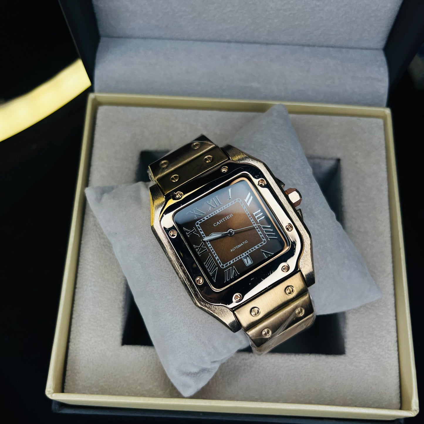 Cartier Masterclass Men's Watch – Rose Gold Chain with Brown Dial | Premium Edition