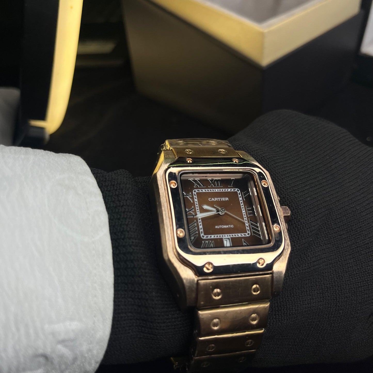 Cartier Masterclass Men's Watch – Rose Gold Chain with Brown Dial | Premium Edition