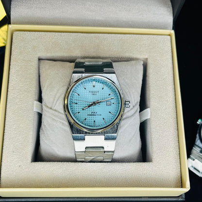 Tissot PRX Men's Quartz Silver Chain Tiffany Blue Dial  Premium 40MM Watch