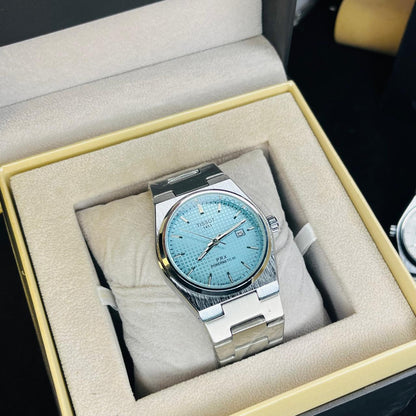 Tissot PRX Men's Quartz Silver Chain Tiffany Blue Dial  Premium 40MM Watch
