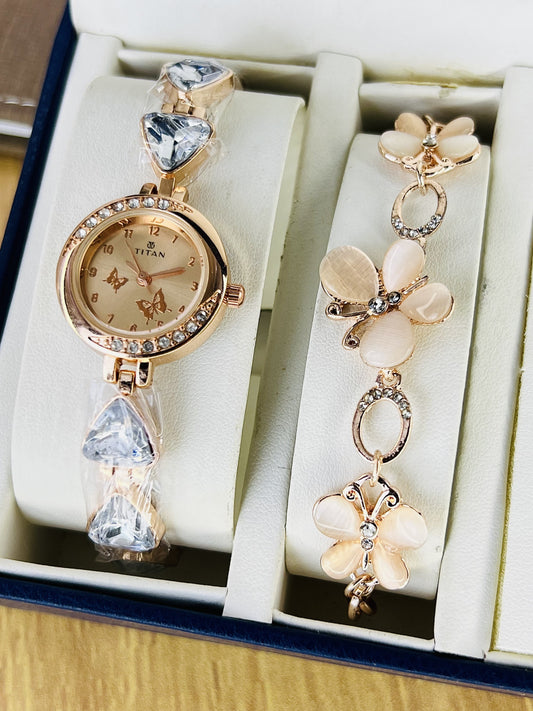 Titan Butterfly Edition – Women's Watch & Bracelet Jewelry Set