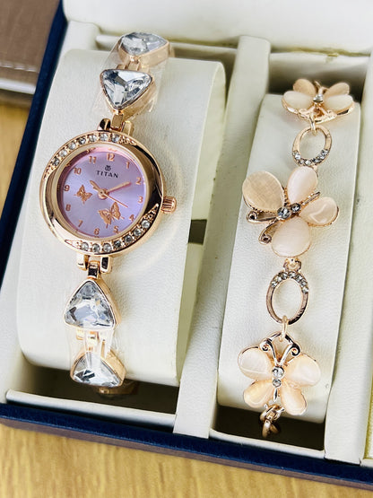 Titan Butterfly Edition – Women's Watch & Bracelet Jewelry Set
