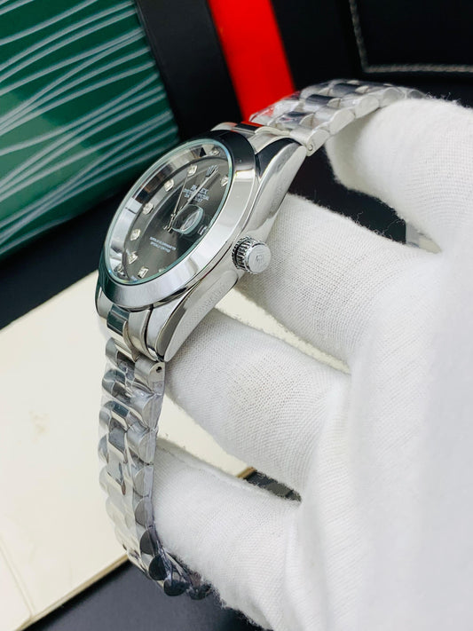 RLX AAA Premium Watch for Men | Silver Chain | Grey Date Dial