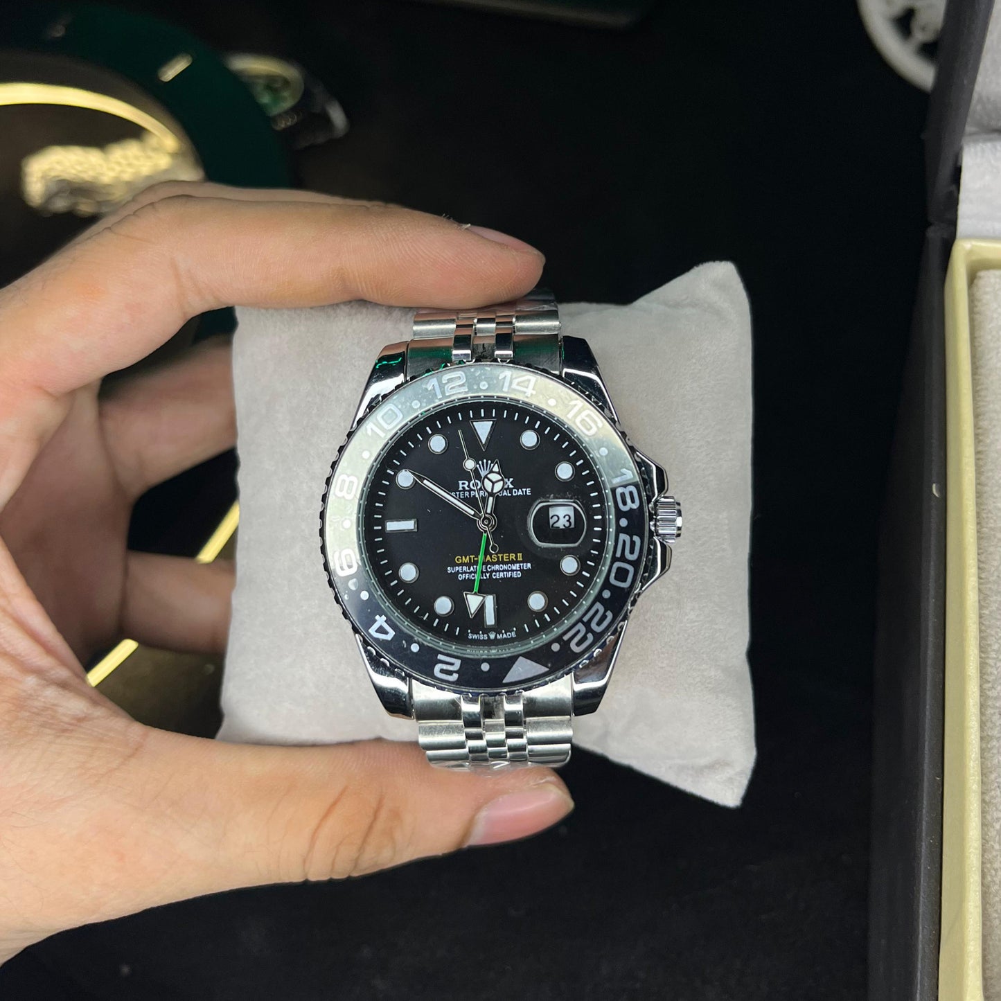 RLX GMT Master | 40mm Stainless Steel | Ghost Bezel on Jubilee Chain