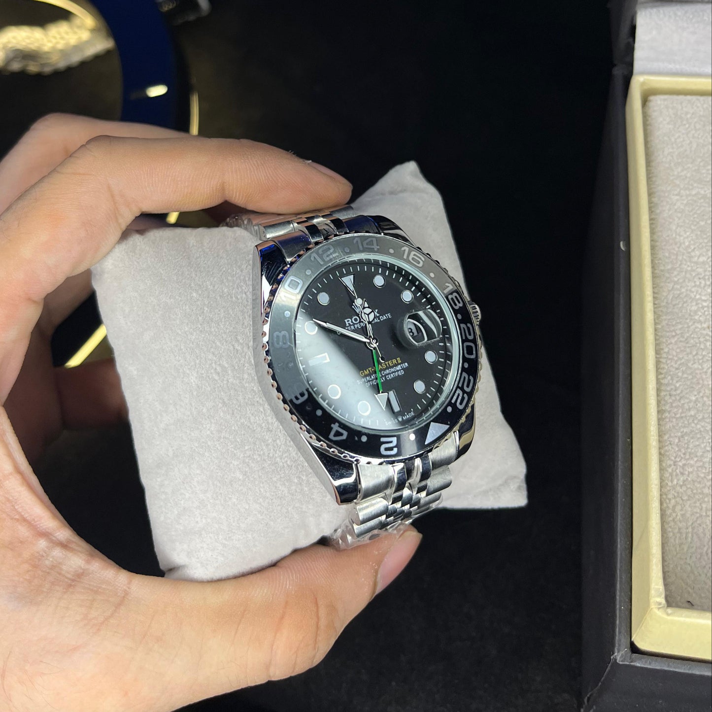 RLX GMT Master | 40mm Stainless Steel | Ghost Bezel on Jubilee Chain